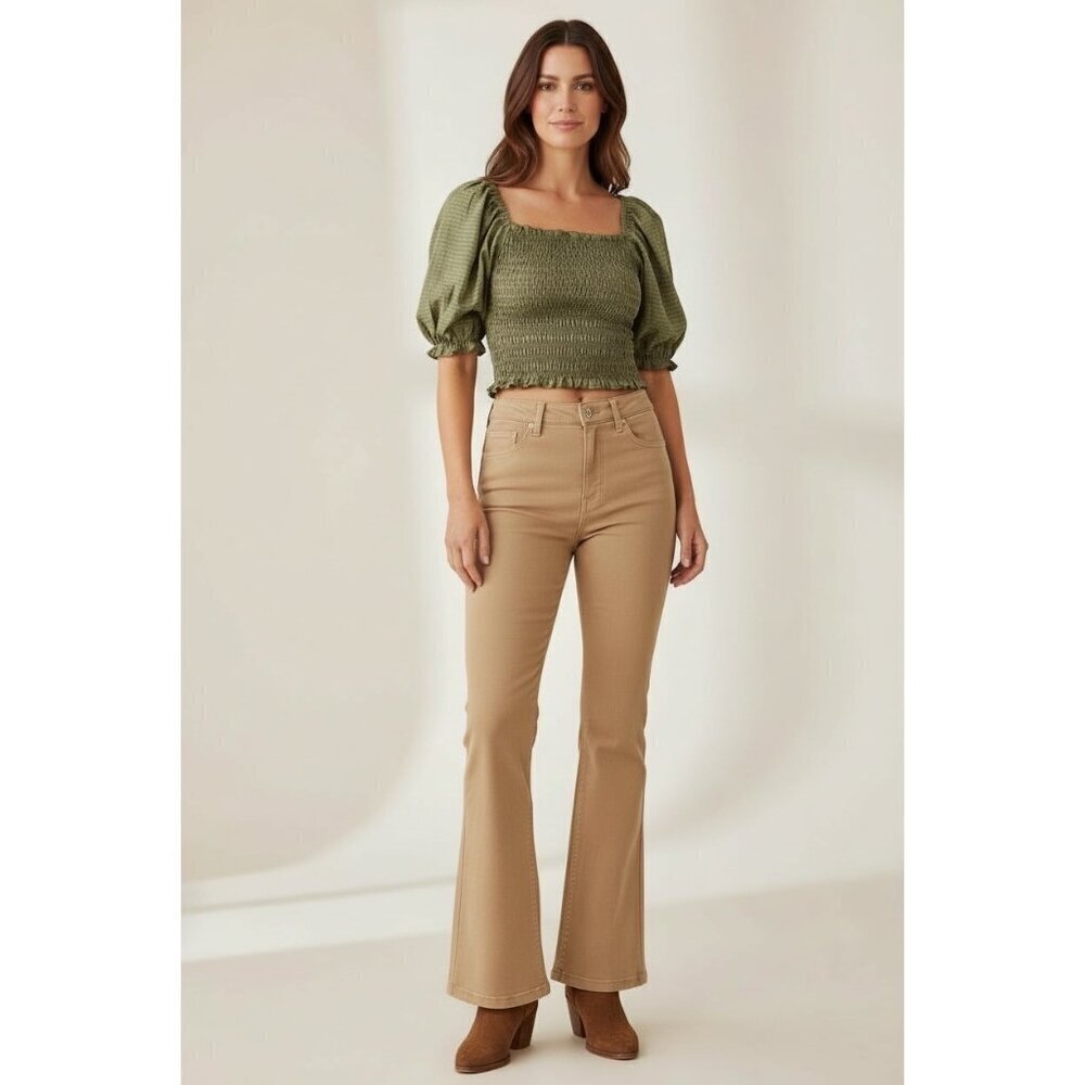 Old Navy Women's Dark Green Puff Sleeve Top